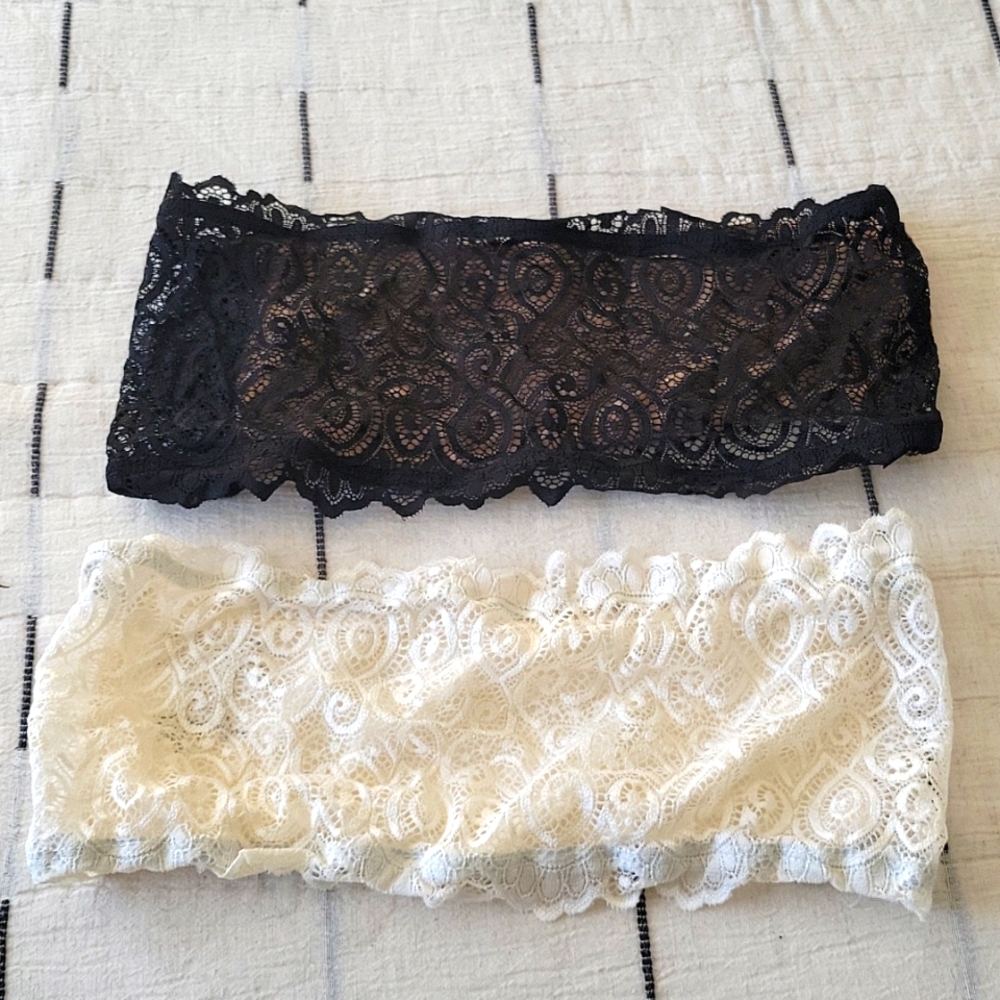 Free People Black and White Lace Bandeaus